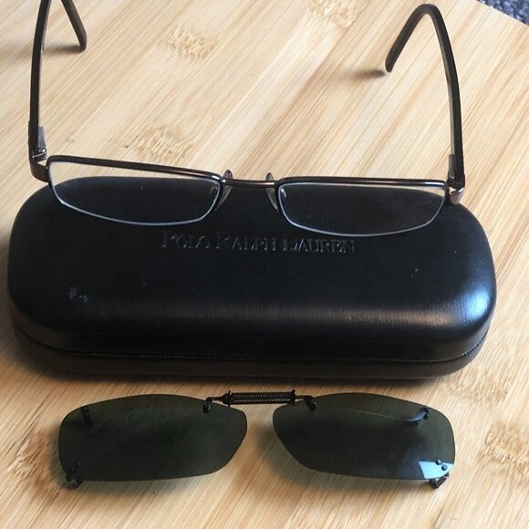 Polo Ralph Lauren  1020 9002 Eyeglass Frames w/ clip-on Sun Shield  52-18-140 - Picture 1 of 15